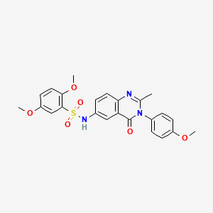 molecular formula C24H23N3O6S B2722991 2,5-dimethoxy-N-(3-(4-methoxyphenyl)-2-methyl-4-oxo-3,4-dihydroquinazolin-6-yl)benzenesulfonamide CAS No. 1105238-64-9
