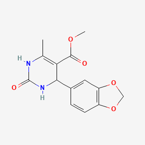 molecular formula C14H14N2O5 B2722998 Methyl 4-(1,3-benzodioxol-5-yl)-6-methyl-2-oxo-1,2,3,4-tetrahydropyrimidine-5-carboxylate CAS No. 159587-53-8