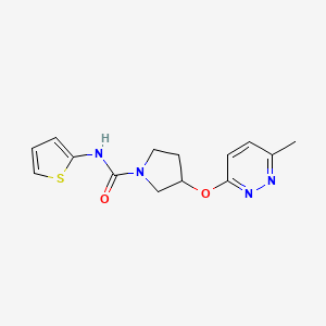 molecular formula C14H16N4O2S B2723000 3-((6-methylpyridazin-3-yl)oxy)-N-(thiophen-2-yl)pyrrolidine-1-carboxamide CAS No. 2034482-54-5