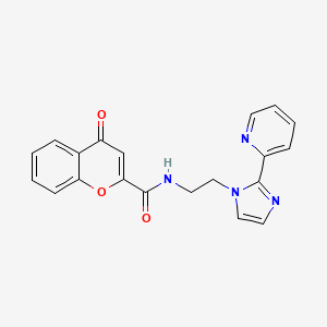 molecular formula C20H16N4O3 B2723014 4-氧代-N-(2-(2-(吡啶-2-基)-1H-咪唑-1-基)乙基)-4H-香豆素-2-甲酰胺 CAS No. 2034233-93-5