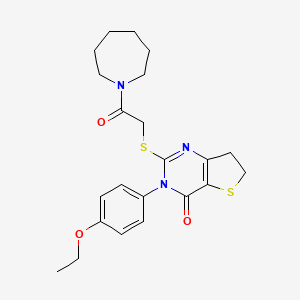 molecular formula C22H27N3O3S2 B2723024 2-((2-(氮杂丙烷-1-基)-2-氧乙基)硫代)-3-(4-乙氧基苯基)-6,7-二氢噻吩[3,2-d]嘧啶-4(3H)-酮 CAS No. 362501-90-4