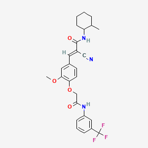 molecular formula C27H28F3N3O4 B2723025 (E)-2-cyano-3-[3-methoxy-4-[2-oxo-2-[3-(trifluoromethyl)anilino]ethoxy]phenyl]-N-(2-methylcyclohexyl)prop-2-enamide CAS No. 744231-23-0