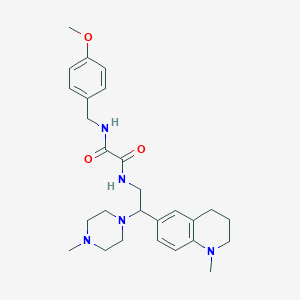 molecular formula C27H37N5O3 B2723031 N1-(4-methoxybenzyl)-N2-(2-(1-methyl-1,2,3,4-tetrahydroquinolin-6-yl)-2-(4-methylpiperazin-1-yl)ethyl)oxalamide CAS No. 921901-60-2