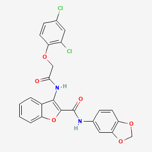 molecular formula C24H16Cl2N2O6 B2723034 N-(benzo[d][1,3]dioxol-5-yl)-3-(2-(2,4-dichlorophenoxy)acetamido)benzofuran-2-carboxamide CAS No. 888462-17-7