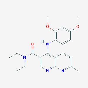 molecular formula C22H26N4O3 B2723035 4-((2,4-二甲氧基苯基)氨基)-N,N-二乙基-7-甲基-1,8-萘啶-3-甲酰胺 CAS No. 1251611-45-6