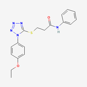 molecular formula C18H19N5O2S B2723040 3-((1-(4-ethoxyphenyl)-1H-tetrazol-5-yl)thio)-N-phenylpropanamide CAS No. 924828-55-7
