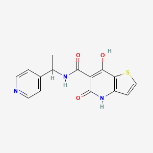 molecular formula C15H13N3O3S B2723045 7-hydroxy-5-oxo-N-(1-(pyridin-4-yl)ethyl)-4,5-dihydrothieno[3,2-b]pyridine-6-carboxamide CAS No. 1251596-25-4