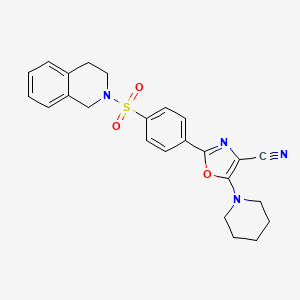 2-(4-((3,4-dihydroisoquinolin-2(1H)-yl)sulfonyl)phenyl)-5-(piperidin-1-yl)oxazole-4-carbonitrile