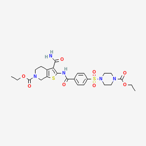 ethyl 3-carbamoyl-2-(4-((4-(ethoxycarbonyl)piperazin-1-yl)sulfonyl)benzamido)-4,5-dihydrothieno[2,3-c]pyridine-6(7H)-carboxylate