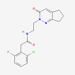 molecular formula C17H17ClFN3O2 B2723056 2-(2-chloro-6-fluorophenyl)-N-(2-(3-oxo-3,5,6,7-tetrahydro-2H-cyclopenta[c]pyridazin-2-yl)ethyl)acetamide CAS No. 2097902-11-7