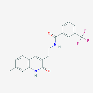 molecular formula C20H17F3N2O2 B2723058 N-[2-(7-甲基-2-氧代-1H-喹啉-3-基)乙基]-3-(三氟甲基)苯甲酰胺 CAS No. 851404-66-5