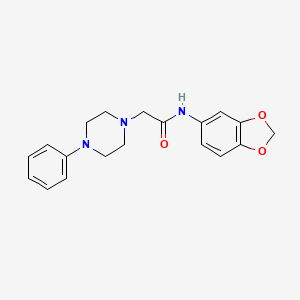 molecular formula C19H21N3O3 B2723071 N-苯并[D]1,3-二氧杂环戊二烯-5-基-2-(4-苯基哌嗪基)乙酰胺 CAS No. 491867-83-5