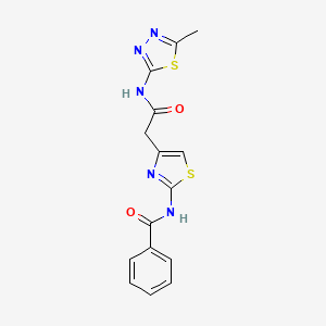 molecular formula C15H13N5O2S2 B2723076 N-(4-(2-((5-methyl-1,3,4-thiadiazol-2-yl)amino)-2-oxoethyl)thiazol-2-yl)benzamide CAS No. 921834-24-4