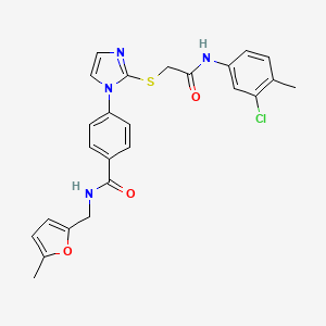 4-(2-((2-((3-chloro-4-methylphenyl)amino)-2-oxoethyl)thio)-1H-imidazol-1-yl)-N-((5-methylfuran-2-yl)methyl)benzamide