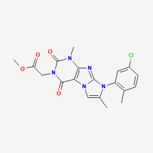 molecular formula C19H18ClN5O4 B2723099 甲基 2-(8-(5-氯-2-甲基苯基)-1,7-二甲基-2,4-二氧杂咪唑[2,1-f]嘧啶-3(2H,4H,8H)-基)乙酸酯 CAS No. 887467-75-6