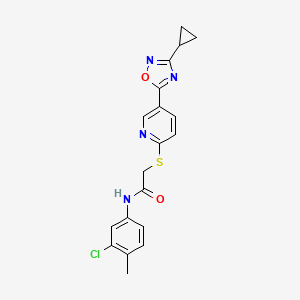 N-(3-chloro-4-methylphenyl)-2-((5-(3-cyclopropyl-1,2,4-oxadiazol-5-yl)pyridin-2-yl)thio)acetamide