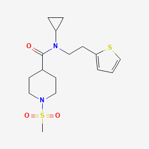 molecular formula C16H24N2O3S2 B2723124 N-cyclopropyl-1-(methylsulfonyl)-N-(2-(thiophen-2-yl)ethyl)piperidine-4-carboxamide CAS No. 1797284-65-1