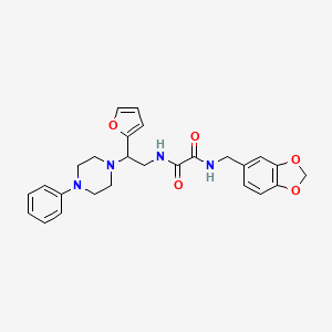 molecular formula C26H28N4O5 B2723127 N1-(benzo[d][1,3]dioxol-5-ylmethyl)-N2-(2-(furan-2-yl)-2-(4-phenylpiperazin-1-yl)ethyl)oxalamide CAS No. 877631-56-6