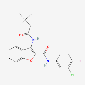 N-(3-chloro-4-fluorophenyl)-3-(3,3-dimethylbutanamido)benzofuran-2-carboxamide