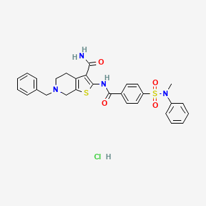 molecular formula C29H29ClN4O4S2 B2723135 6-benzyl-2-(4-(N-methyl-N-phenylsulfamoyl)benzamido)-4,5,6,7-tetrahydrothieno[2,3-c]pyridine-3-carboxamide hydrochloride CAS No. 1215571-59-7