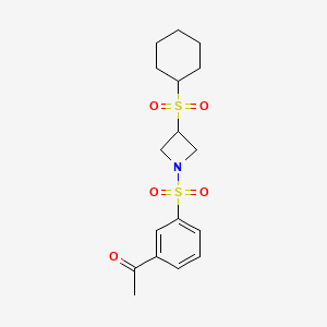 molecular formula C17H23NO5S2 B2723144 1-(3-((3-(环己基砜基)氮杂环丁烷-1-基)砜基)苯基)乙酮 CAS No. 1448069-52-0