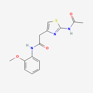molecular formula C14H15N3O3S B2723148 2-(2-acetamidothiazol-4-yl)-N-(2-methoxyphenyl)acetamide CAS No. 335222-99-6
