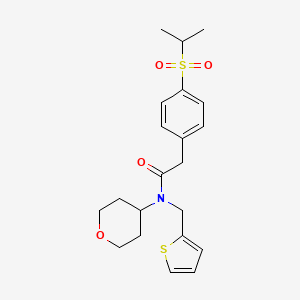 2-(4-(isopropylsulfonyl)phenyl)-N-(tetrahydro-2H-pyran-4-yl)-N-(thiophen-2-ylmethyl)acetamide