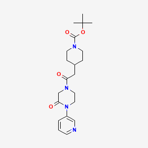 molecular formula C21H30N4O4 B2723152 叔丁基-4-{2-氧代-2-[3-氧代-4-(吡啶-3-基)哌嗪-1-基]乙基}哌啶-1-甲酸酯 CAS No. 2097902-81-1