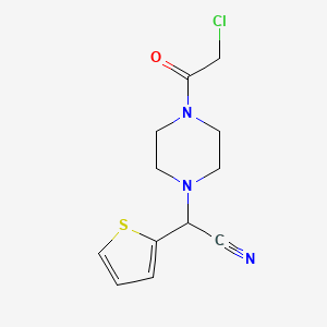 molecular formula C12H14ClN3OS B2723153 2-(4-(2-氯乙酰)哌嗪-1-基)-2-(噻吩-2-基)乙腈 CAS No. 923242-15-3