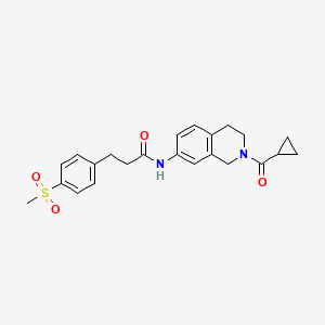 molecular formula C23H26N2O4S B2723158 N-(2-(cyclopropanecarbonyl)-1,2,3,4-tetrahydroisoquinolin-7-yl)-3-(4-(methylsulfonyl)phenyl)propanamide CAS No. 2034472-96-1