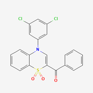 molecular formula C21H13Cl2NO3S B2723166 [4-(3,5-dichlorophenyl)-1,1-dioxido-4H-1,4-benzothiazin-2-yl](phenyl)methanone CAS No. 1114850-44-0