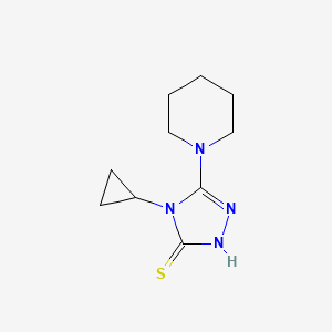 molecular formula C10H16N4S B2723171 4-cyclopropyl-5-(piperidin-1-yl)-4H-1,2,4-triazole-3-thiol CAS No. 923120-26-7
