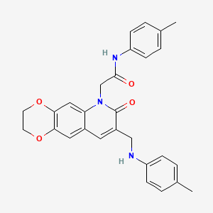 molecular formula C28H27N3O4 B2723174 N-(4-甲基苯基)-2-(8-{[(4-甲基苯基)氨基]甲基}-7-氧代-2H,3H,6H,7H-[1,4]二噁烷[2,3-g]喹啉-6-基)乙酰胺 CAS No. 894551-51-0