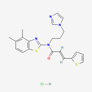 molecular formula C22H23ClN4OS2 B2723179 (E)-N-(3-(1H-imidazol-1-yl)propyl)-N-(4,5-dimethylbenzo[d]thiazol-2-yl)-3-(thiophen-2-yl)acrylamide hydrochloride CAS No. 1217197-97-1