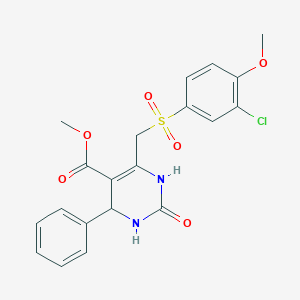 molecular formula C20H19ClN2O6S B2723189 Methyl 6-(((3-chloro-4-methoxyphenyl)sulfonyl)methyl)-2-oxo-4-phenyl-1,2,3,4-tetrahydropyrimidine-5-carboxylate CAS No. 900012-42-2