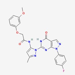 N-(1-(1-(4-fluorophenyl)-4-oxo-4,5-dihydro-1H-pyrazolo[3,4-d]pyrimidin-6-yl)-3-methyl-1H-pyrazol-5-yl)-2-(3-methoxyphenoxy)acetamide
