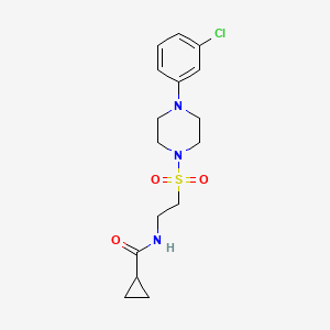 molecular formula C16H22ClN3O3S B2723229 N-[2-[4-(3-chlorophenyl)piperazin-1-yl]sulfonylethyl]cyclopropanecarboxamide CAS No. 897612-77-0