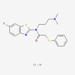 molecular formula C20H23ClFN3OS2 B2723236 N-(3-(dimethylamino)propyl)-N-(6-fluorobenzo[d]thiazol-2-yl)-2-(phenylthio)acetamide hydrochloride CAS No. 1217086-15-1