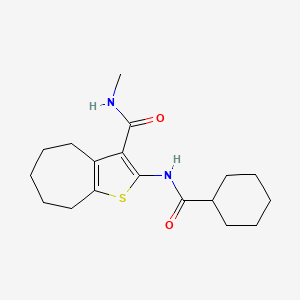 molecular formula C18H26N2O2S B2723237 2-(cyclohexanecarboxamido)-N-methyl-5,6,7,8-tetrahydro-4H-cyclohepta[b]thiophene-3-carboxamide CAS No. 893125-92-3