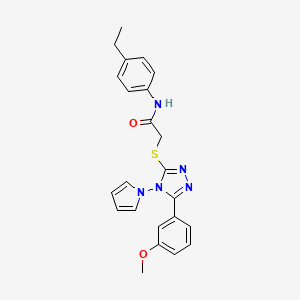 molecular formula C23H23N5O2S B2723252 N-(4-ethylphenyl)-2-{[5-(3-methoxyphenyl)-4-(1H-pyrrol-1-yl)-4H-1,2,4-triazol-3-yl]sulfanyl}acetamide CAS No. 896318-12-0