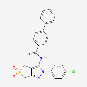 molecular formula C24H18ClN3O3S B2723264 N-(2-(4-chlorophenyl)-5,5-dioxido-4,6-dihydro-2H-thieno[3,4-c]pyrazol-3-yl)-[1,1'-biphenyl]-4-carboxamide CAS No. 681266-69-3