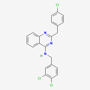 molecular formula C22H16Cl3N3 B2723273 2-[(4-chlorophenyl)methyl]-N-[(3,4-dichlorophenyl)methyl]quinazolin-4-amine CAS No. 303149-57-7