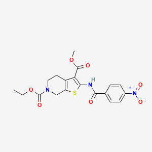 molecular formula C19H19N3O7S B2723284 6-ethyl 3-methyl 2-(4-nitrobenzamido)-4,5-dihydrothieno[2,3-c]pyridine-3,6(7H)-dicarboxylate CAS No. 921160-72-7