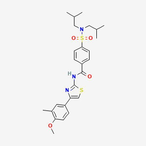 molecular formula C26H33N3O4S2 B2723295 4-[bis(2-methylpropyl)sulfamoyl]-N-[4-(4-methoxy-3-methylphenyl)-1,3-thiazol-2-yl]benzamide CAS No. 476320-53-3