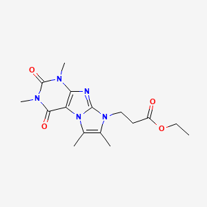 molecular formula C16H21N5O4 B2723302 Ethyl 3-(2,4,7,8-tetramethyl-1,3-dioxopurino[7,8-a]imidazol-6-yl)propanoate CAS No. 904373-26-8