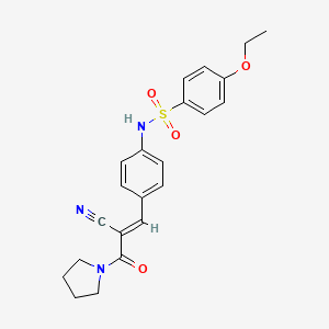 molecular formula C22H23N3O4S B2723307 N-[4-[(E)-2-cyano-3-oxo-3-pyrrolidin-1-ylprop-1-enyl]phenyl]-4-ethoxybenzenesulfonamide CAS No. 1119378-49-2