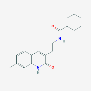 molecular formula C20H26N2O2 B2723315 N-(2-(7,8-dimethyl-2-oxo-1,2-dihydroquinolin-3-yl)ethyl)cyclohexanecarboxamide CAS No. 851408-13-4