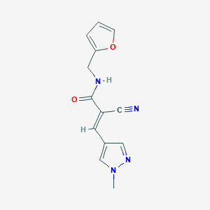molecular formula C13H12N4O2 B2723319 (E)-2-cyano-N-(furan-2-ylmethyl)-3-(1-methylpyrazol-4-yl)prop-2-enamide CAS No. 1005867-69-5