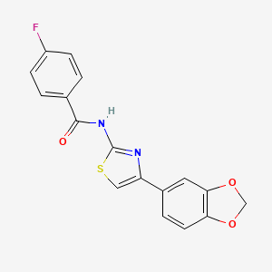 molecular formula C17H11FN2O3S B2723320 N-(4-(benzo[d][1,3]dioxol-5-yl)thiazol-2-yl)-4-fluorobenzamide CAS No. 477547-47-0