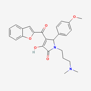 molecular formula C25H26N2O5 B2723322 4-(benzofuran-2-carbonyl)-1-(3-(dimethylamino)propyl)-3-hydroxy-5-(4-methoxyphenyl)-1H-pyrrol-2(5H)-one CAS No. 618364-00-4
